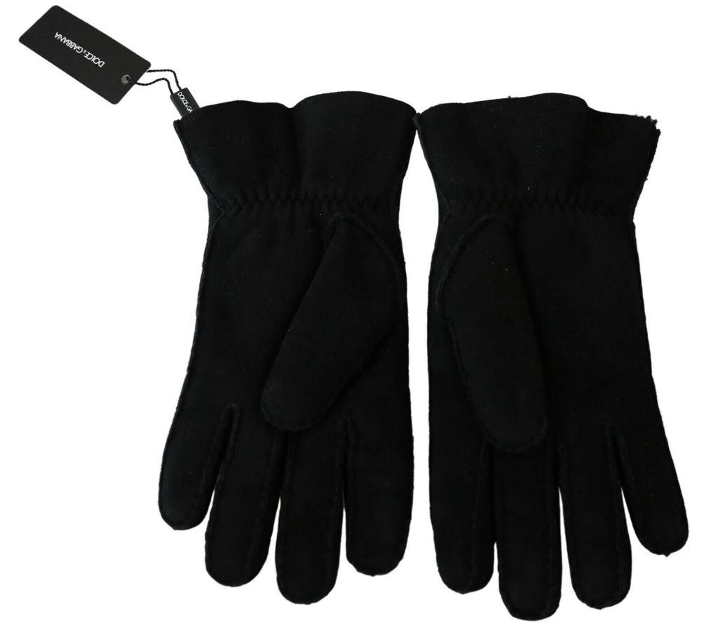 Dolce & Gabbana Black Leather Motorcycle Biker Mitten Gloves by Dolce & Gabbana