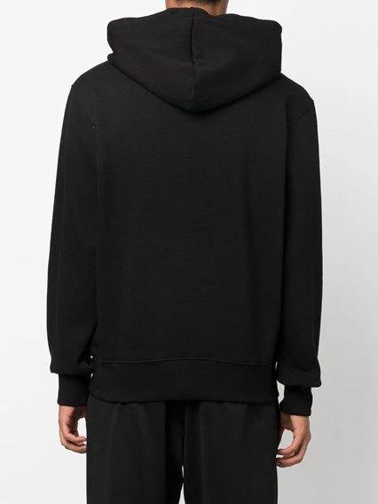 Versace Jeans Black Cotton Logo Details Hooded Sweatshirt by Versace Jeans