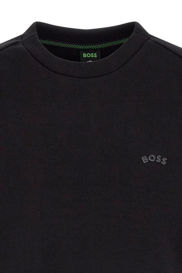 Hugo Boss Black Cotton Logo Details Sweatshirt by Hugo Boss