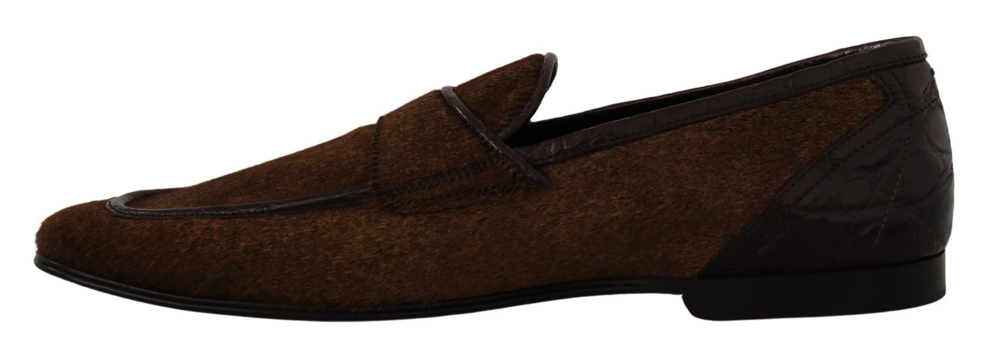 Dolce & Gabbana Shoes Dress Loafers Brown Leather Slip Shoes by Dolce & Gabbana