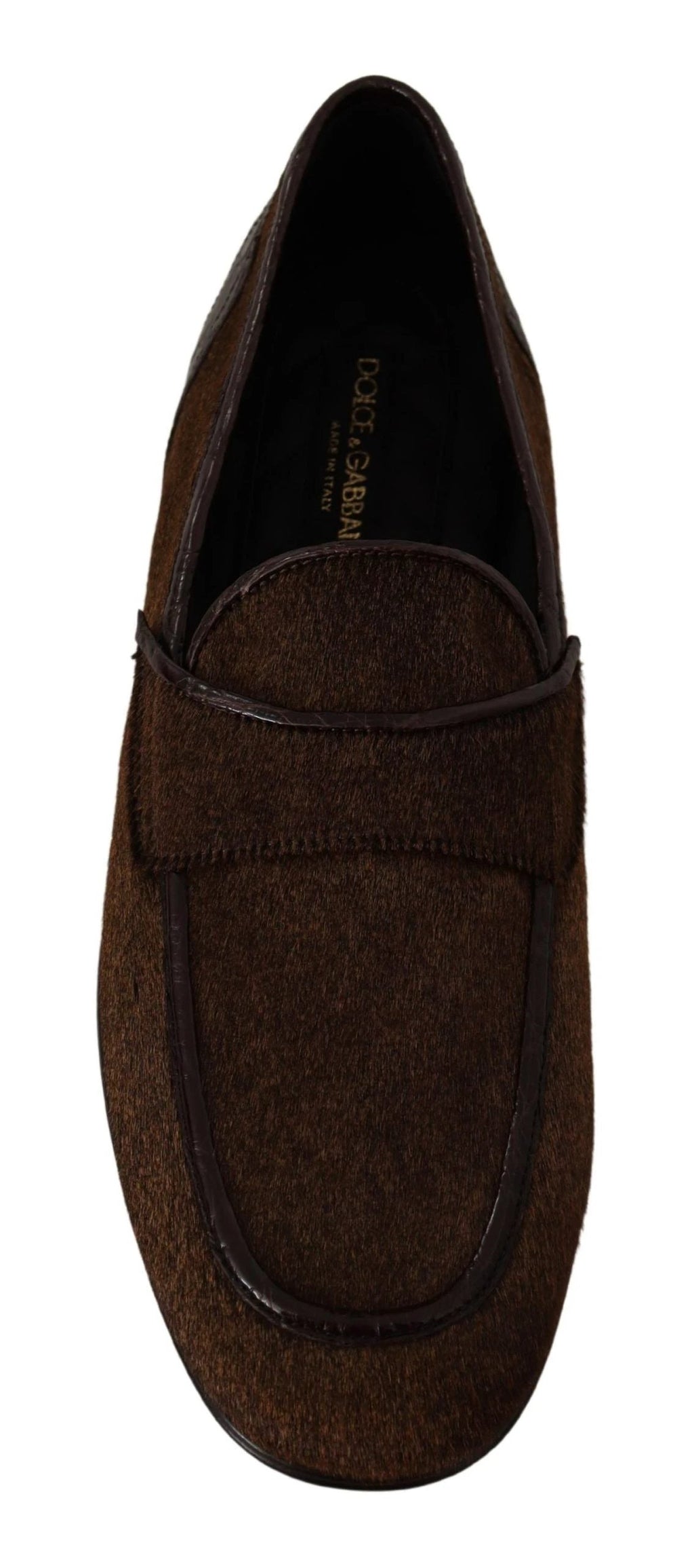 Dolce & Gabbana Shoes Dress Loafers Brown Leather Slip Shoes by Dolce & Gabbana