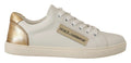 Dolce & Gabbana White Gold Leather Low Top Sneakers by Dolce & Gabbana