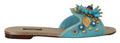Dolce & Gabbana Blue Crystal Exotic Leather Blue Crystal Sandals by Dolce & Gabbana