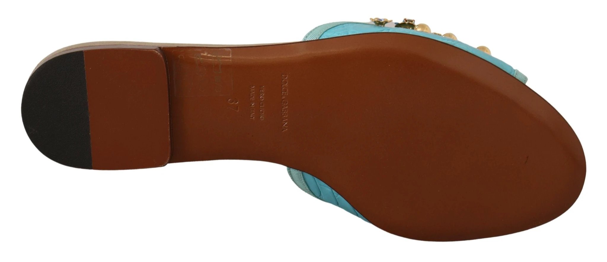 Dolce & Gabbana Blue Crystal Exotic Leather Blue Crystal Sandals by Dolce & Gabbana