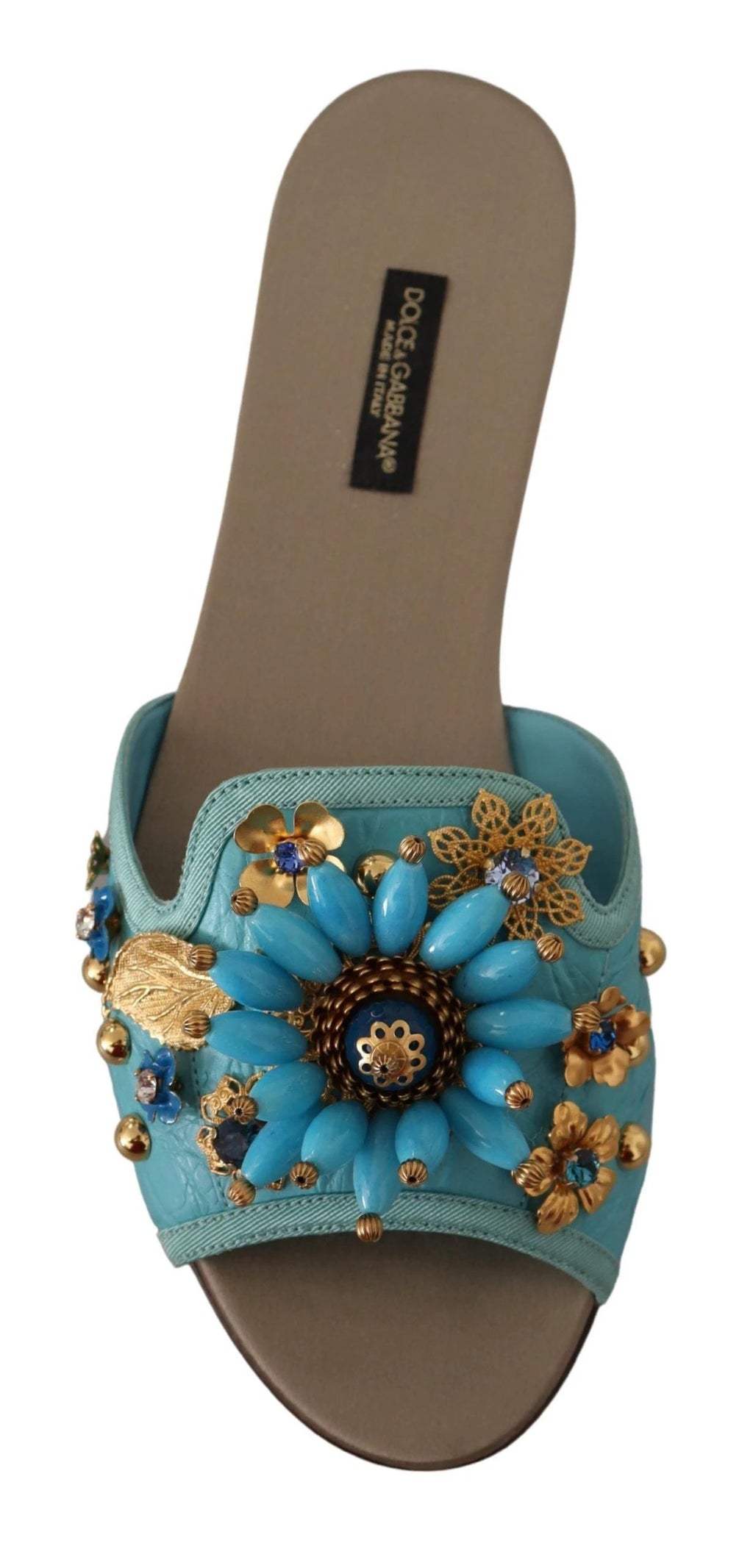Dolce & Gabbana Blue Crystal Exotic Leather Blue Crystal Sandals by Dolce & Gabbana