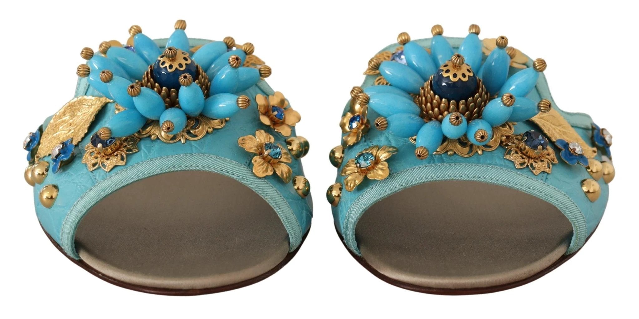 Dolce & Gabbana Blue Crystal Exotic Leather Blue Crystal Sandals by Dolce & Gabbana