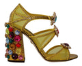 Dolce & Gabbana Yellow Leather Crystal Ayers Sandals Shoes by Dolce & Gabbana