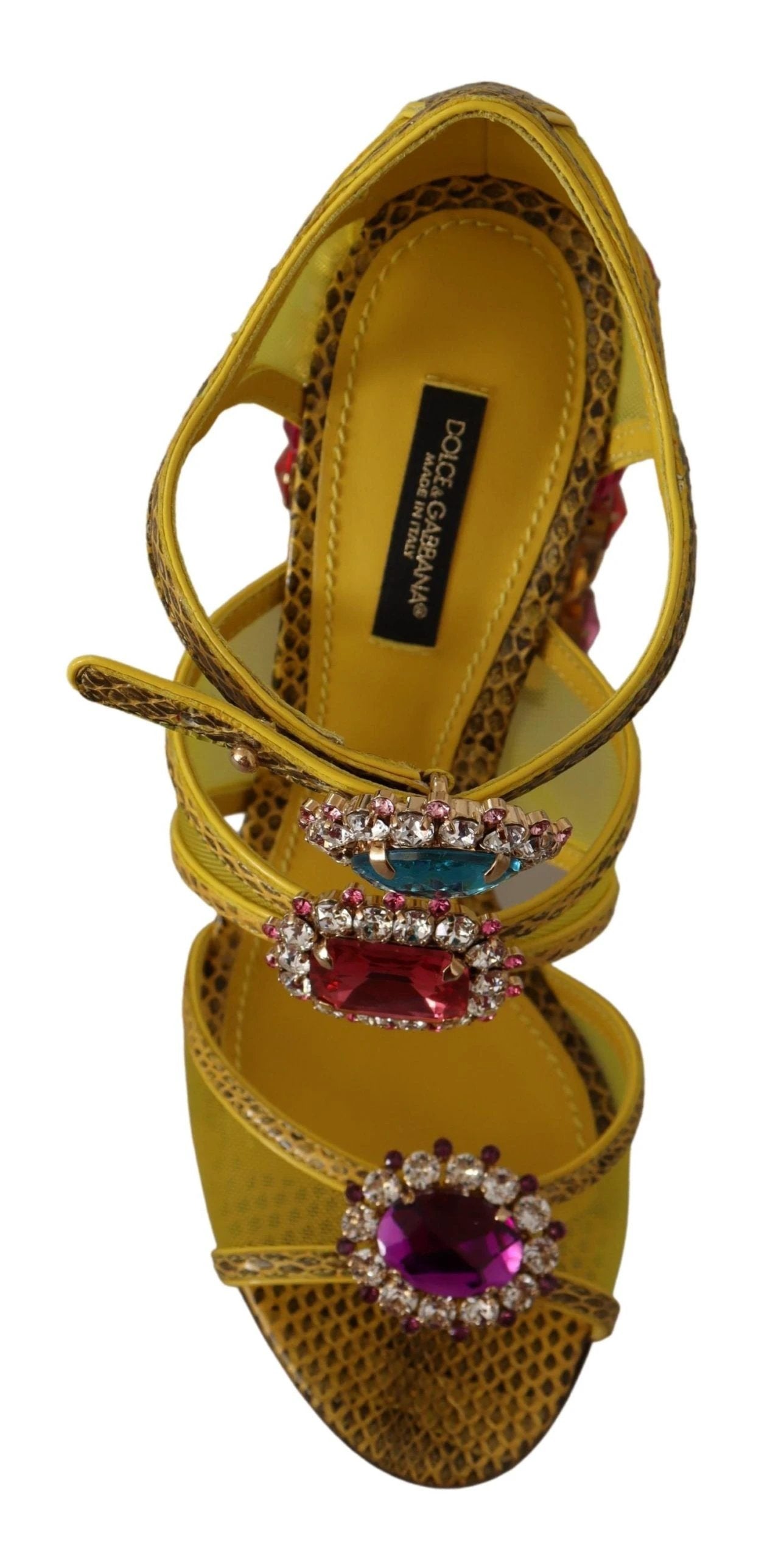 Dolce & Gabbana Yellow Leather Crystal Ayers Sandals Shoes by Dolce & Gabbana