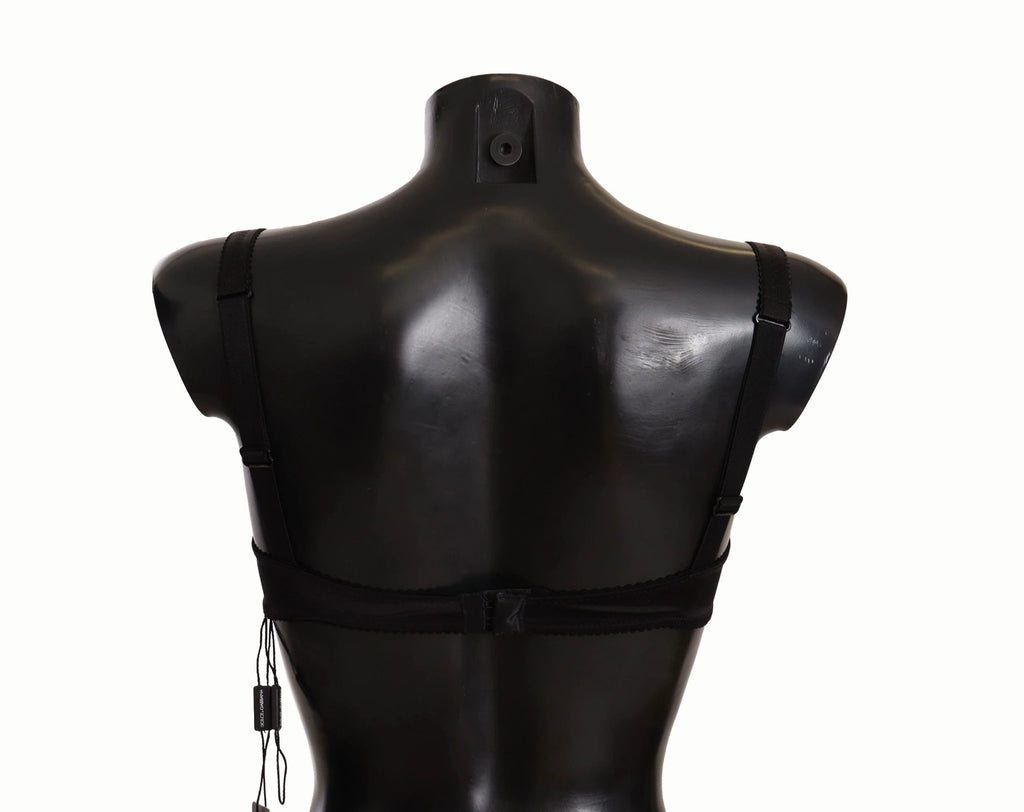 Dolce & Gabbana Black Polka Dot Satin Lace Balconette Bra by Dolce & Gabbana