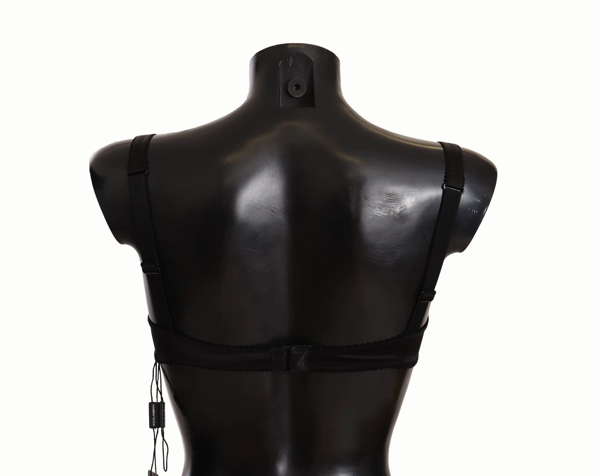 Dolce & Gabbana Black Polka Dot Satin Lace Balconette Bra by Dolce & Gabbana