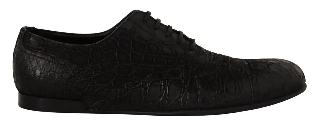 Dolce & Gabbana Black Caiman Leather Mens Oxford Shoes by Dolce & Gabbana