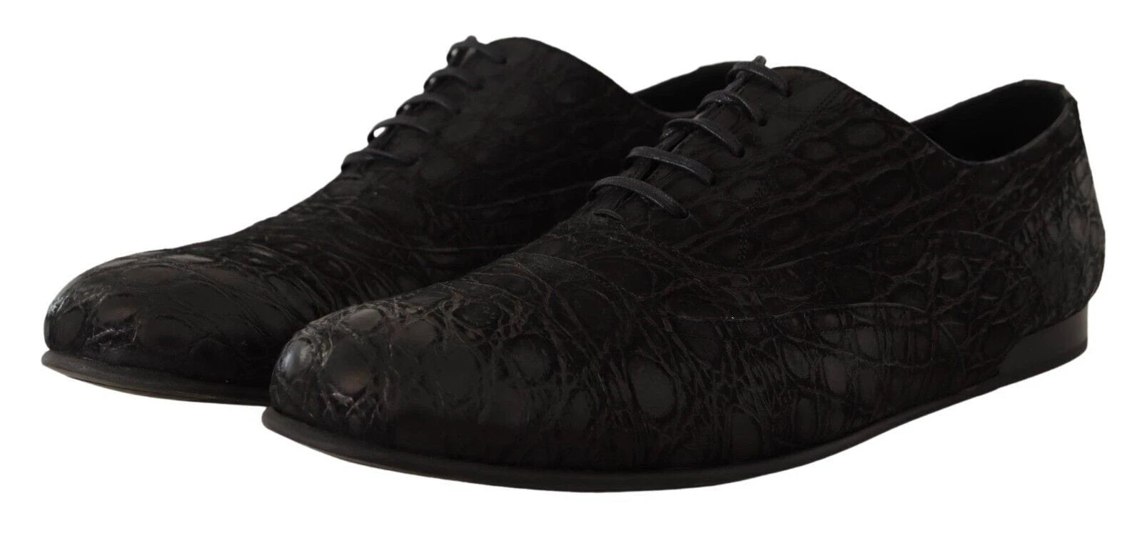 Dolce & Gabbana Black Caiman Leather Mens Oxford Shoes by Dolce & Gabbana