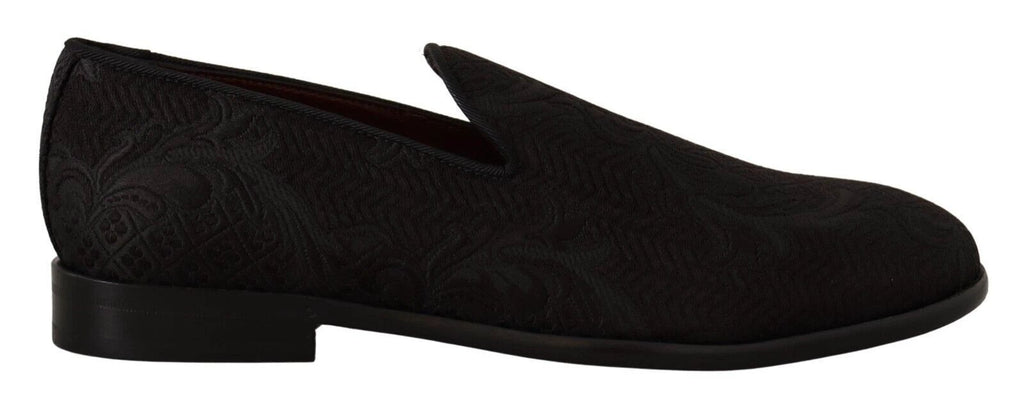 Dolce & Gabbana Black Floral Brocade Slippers Loafers Shoes by Dolce & Gabbana