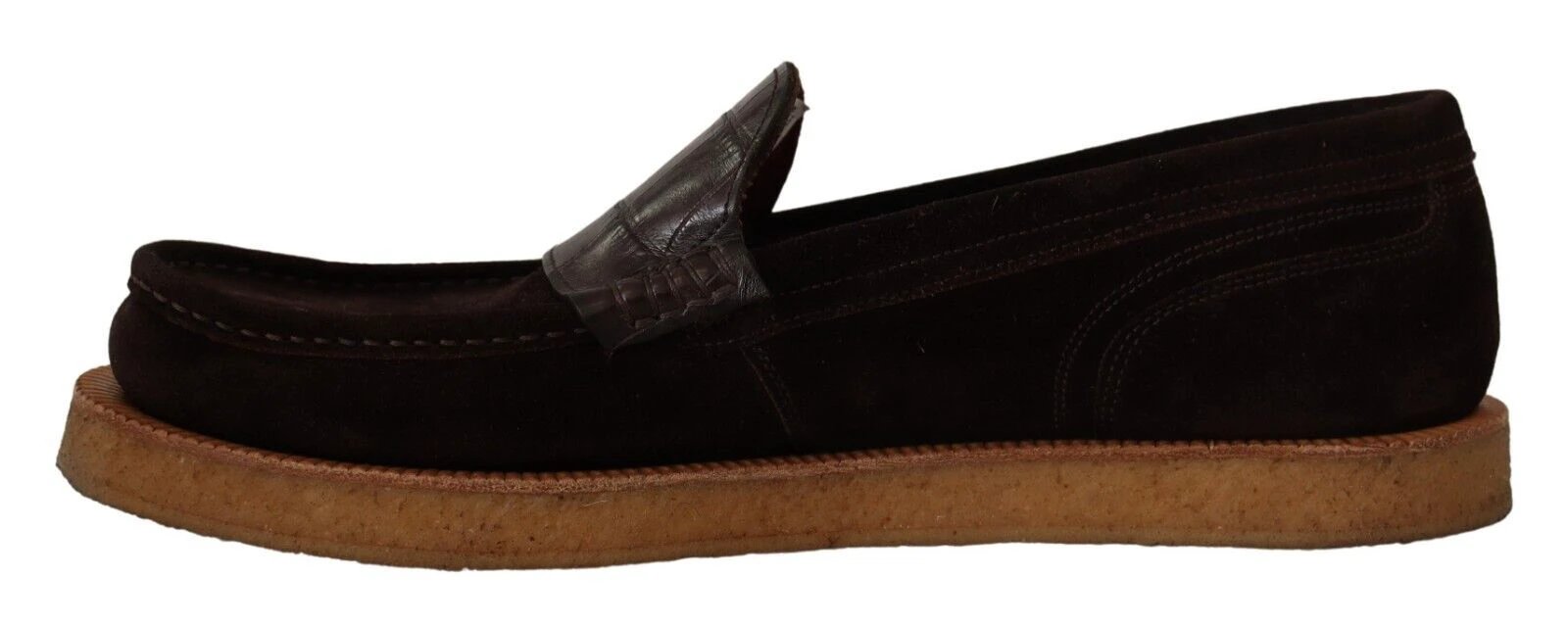 Dolce & Gabbana Brown Suede Leather Slip On Flats Moccasin Shoes by Dolce & Gabbana