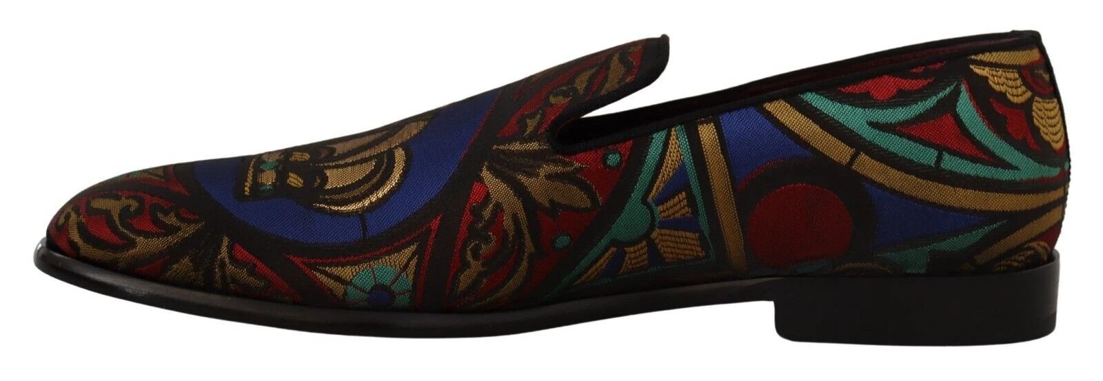 Dolce & Gabbana Multicolor Jacquard Crown Slippers Loafers Shoes by Dolce & Gabbana