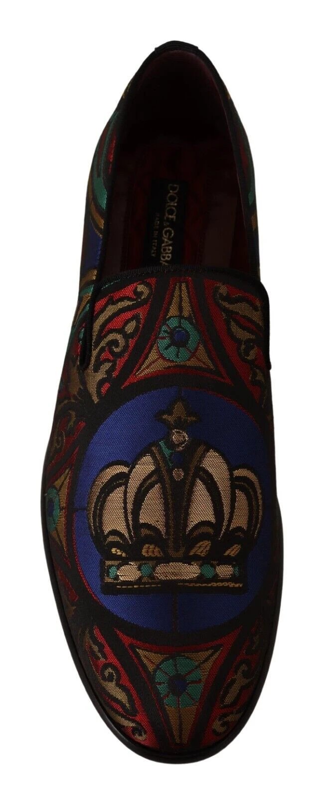 Dolce & Gabbana Multicolor Jacquard Crown Slippers Loafers Shoes by Dolce & Gabbana