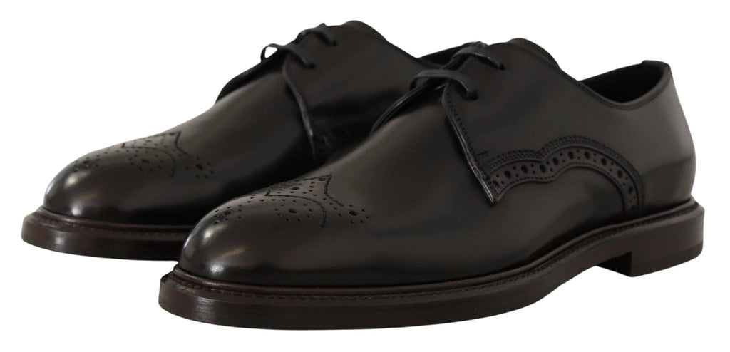 Dolce & Gabbana Black Leather Dress Formal Derby Shoes by Dolce & Gabbana