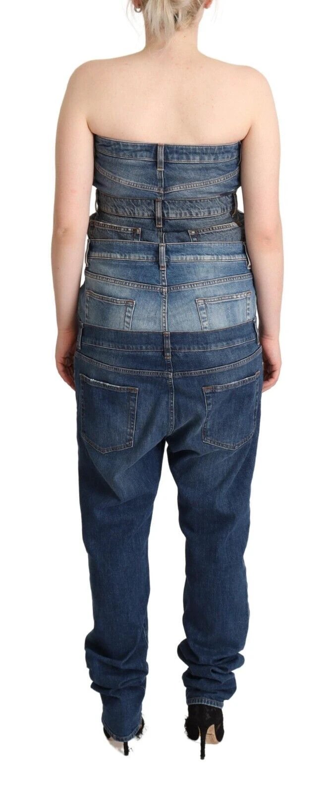 Dolce & Gabbana Dark Blue Cotton Strapless Denim Jumpsuit Dress by Dolce & Gabbana