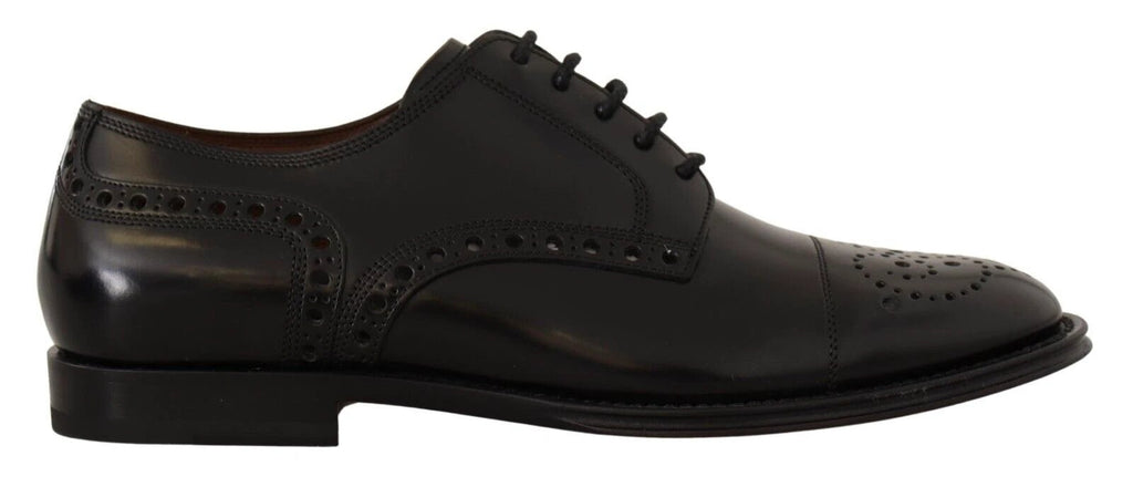 Dolce & Gabbana Black Leather Wingtip Mens Formal Derby Shoes by Dolce & Gabbana