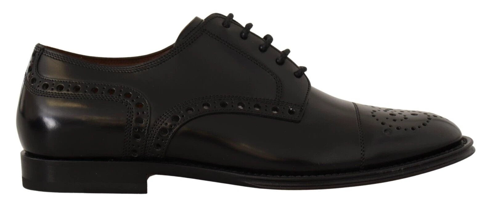 Dolce & Gabbana Black Leather Wingtip Mens Formal Derby Shoes by Dolce & Gabbana