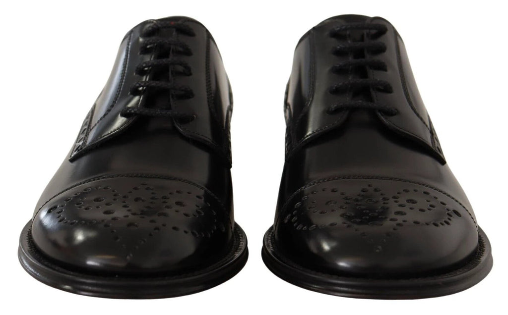 Dolce & Gabbana Black Leather Wingtip Mens Formal Derby Shoes by Dolce & Gabbana