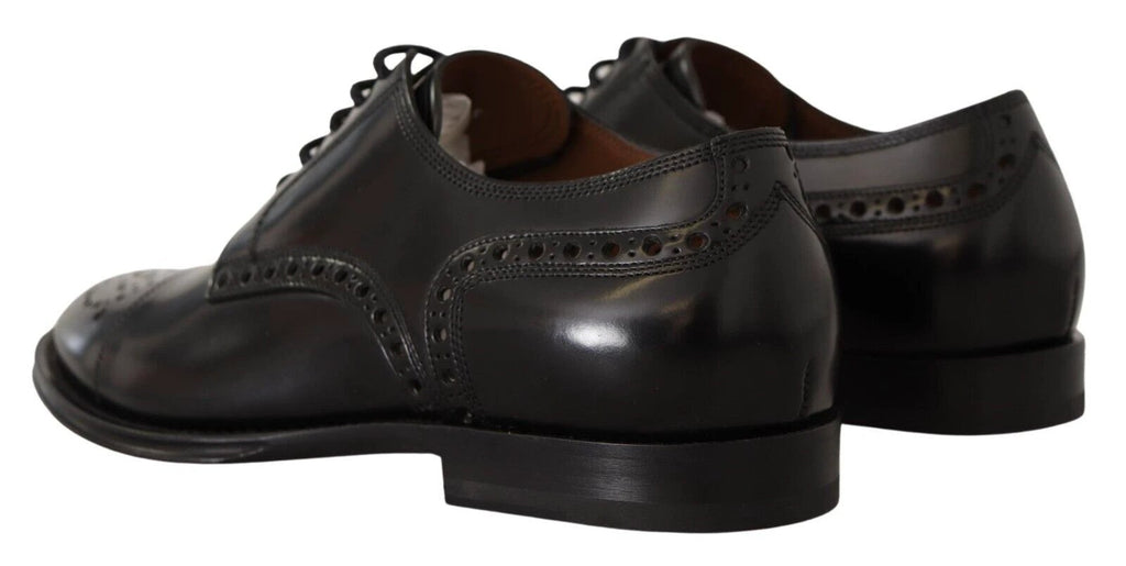 Dolce & Gabbana Black Leather Wingtip Mens Formal Derby Shoes by Dolce & Gabbana