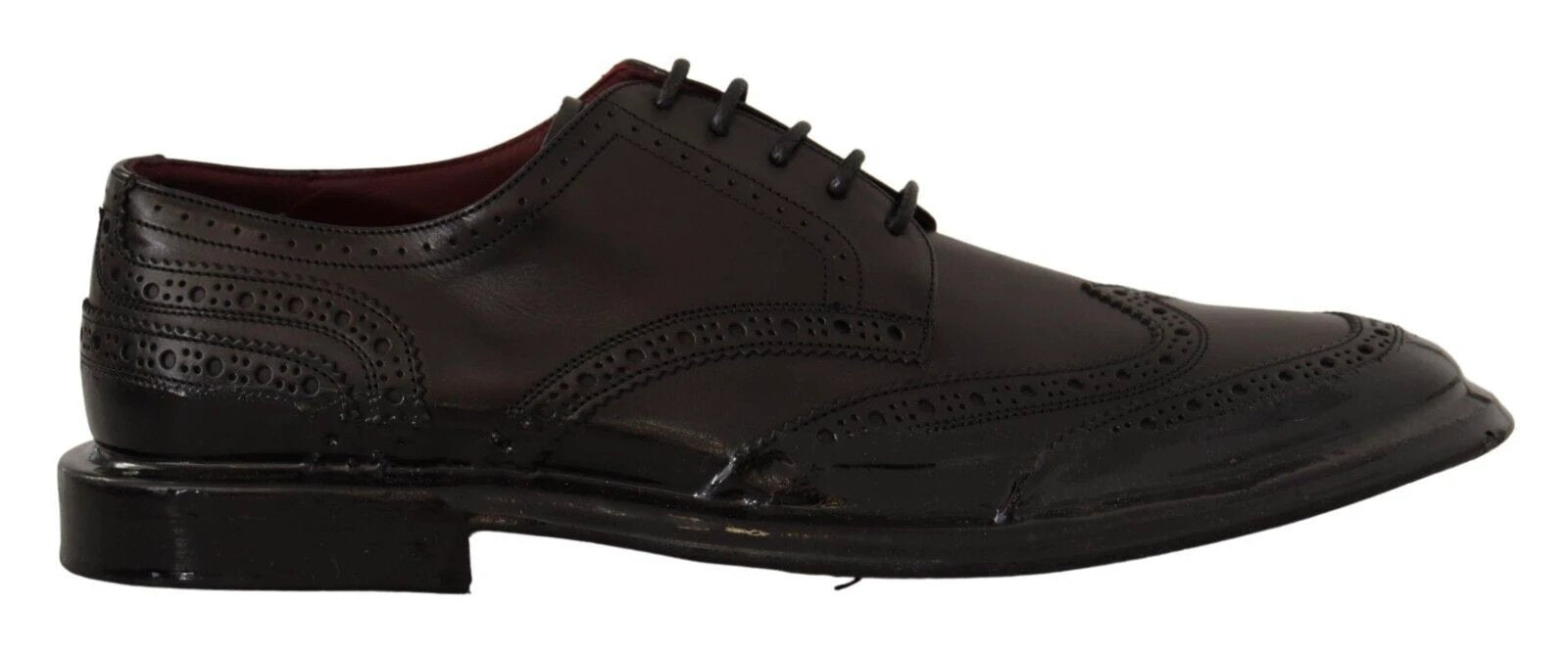 Dolce & Gabbana Black Leather Oxford Wingtip Formal Derby Shoes by Dolce & Gabbana