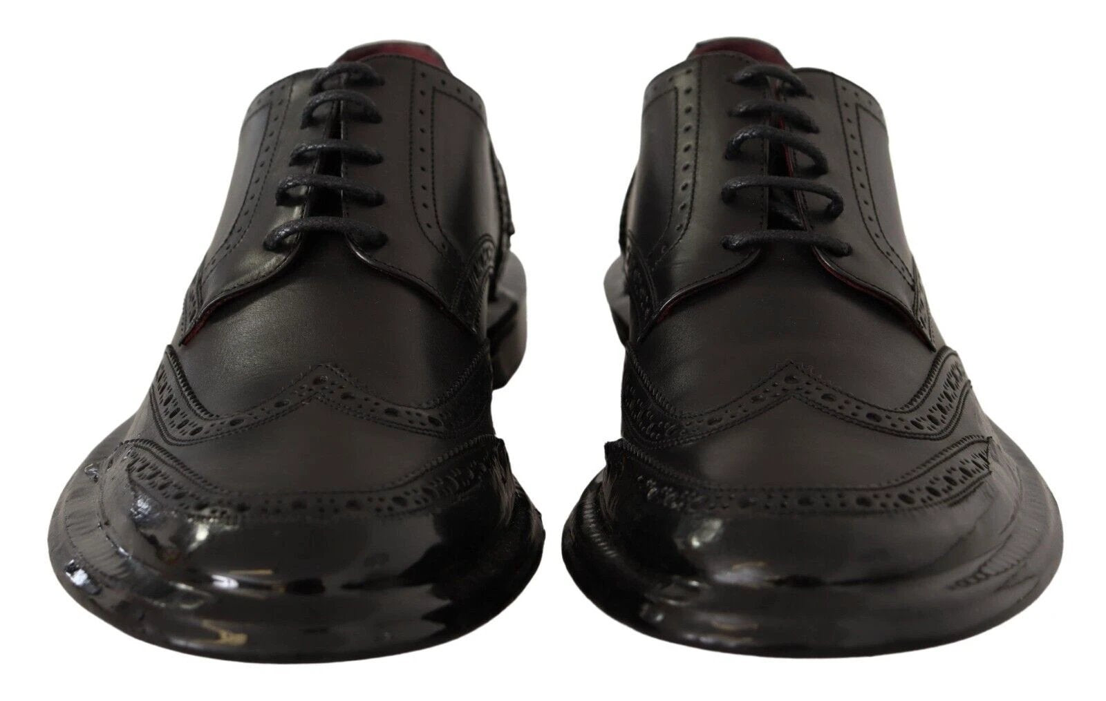 Dolce & Gabbana Black Leather Oxford Wingtip Formal Derby Shoes by Dolce & Gabbana