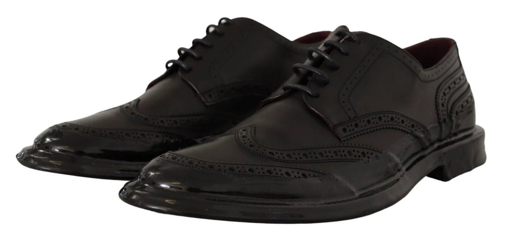Dolce & Gabbana Black Leather Oxford Wingtip Formal Derby Shoes by Dolce & Gabbana