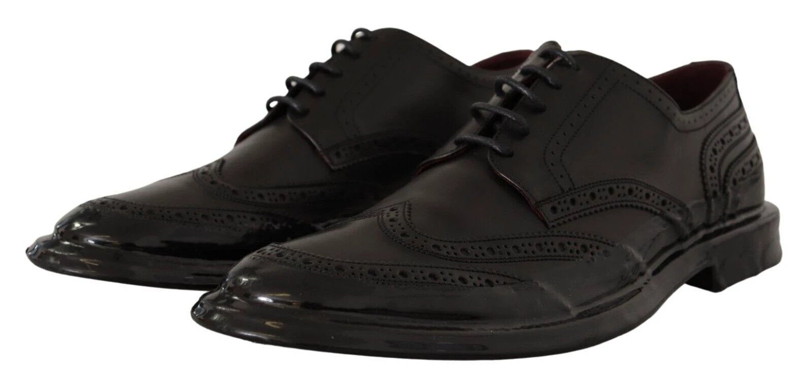 Dolce & Gabbana Black Leather Oxford Wingtip Formal Derby Shoes by Dolce & Gabbana