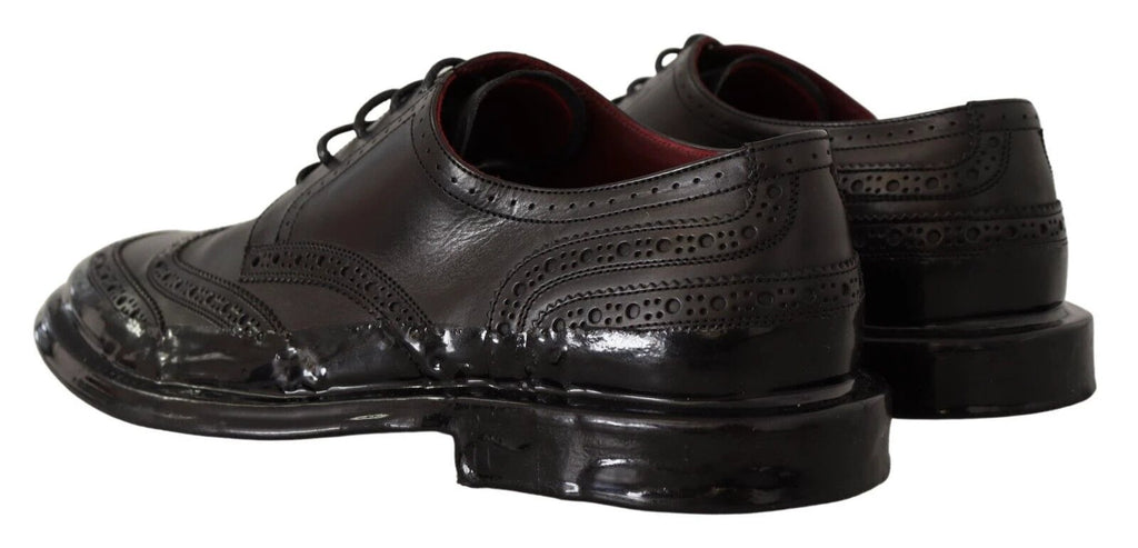 Dolce & Gabbana Black Leather Oxford Wingtip Formal Derby Shoes by Dolce & Gabbana