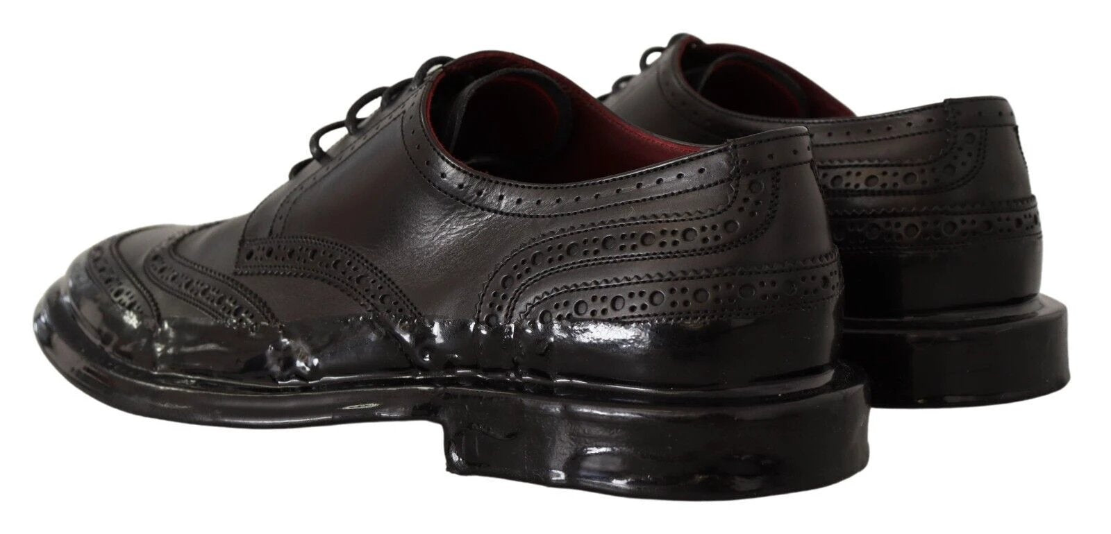 Dolce & Gabbana Black Leather Oxford Wingtip Formal Derby Shoes by Dolce & Gabbana