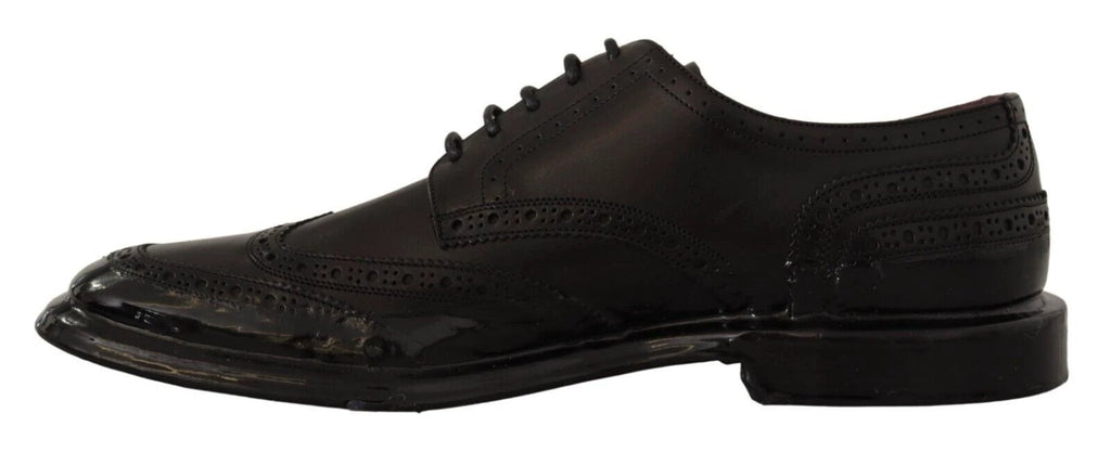 Dolce & Gabbana Black Leather Oxford Wingtip Formal Derby Shoes by Dolce & Gabbana