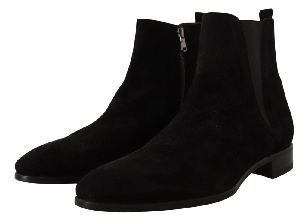 Dolce & Gabbana Black Suede Leather Chelsea Mens Boots Shoes by Dolce & Gabbana