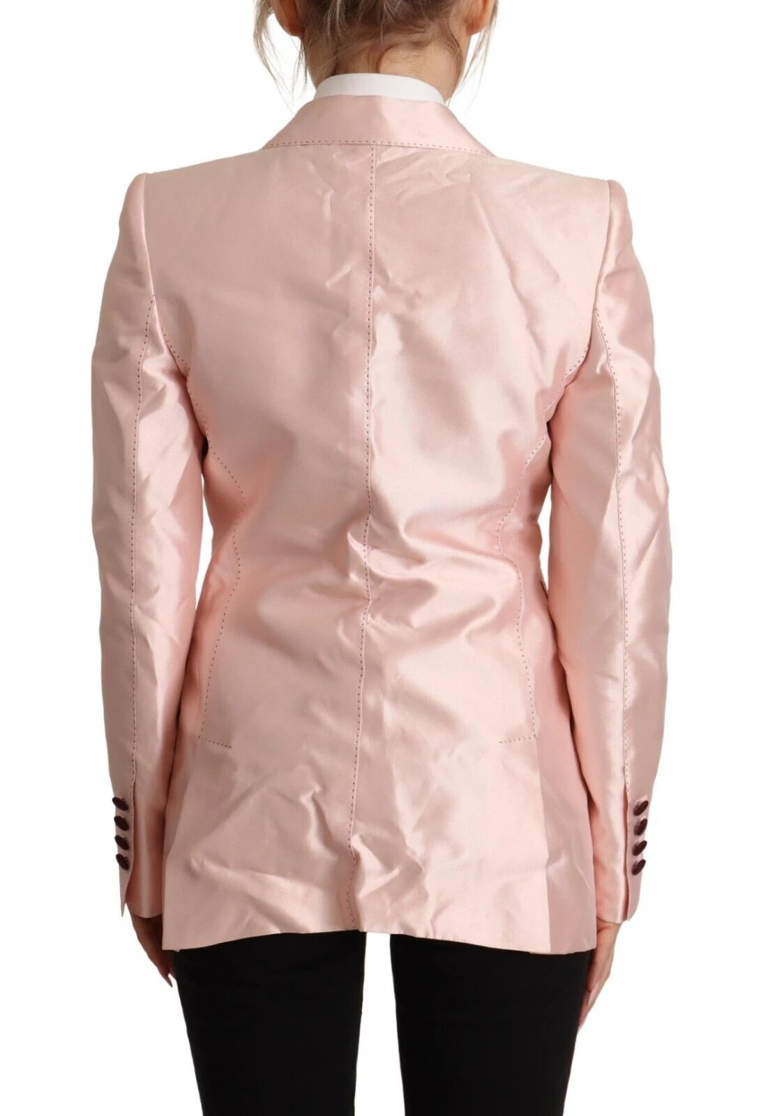 Dolce & Gabbana Pink Satin Long Sleeves Blazer Coat Jacket by Dolce & Gabbana
