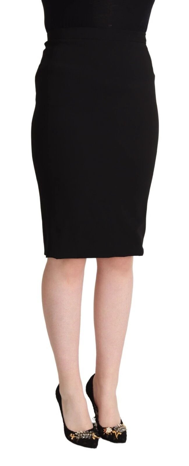 Dolce & Gabbana Black High Waist Knee Length Pencil Cut Skirt by Dolce & Gabbana