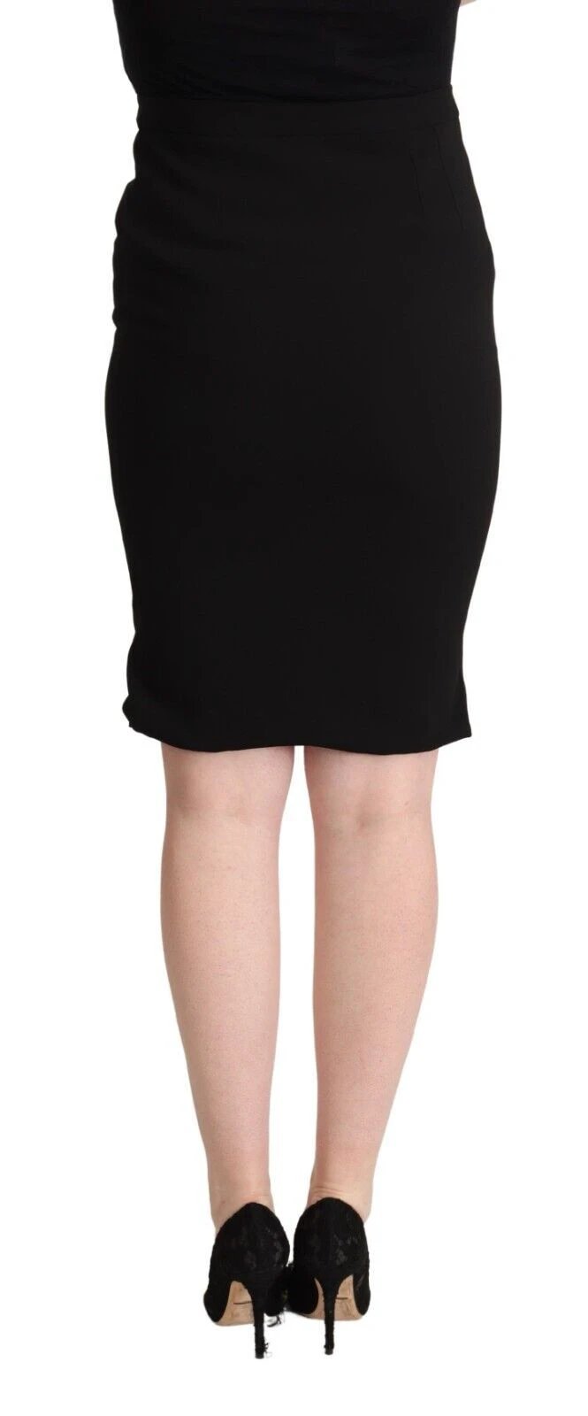 Dolce & Gabbana Black High Waist Knee Length Pencil Cut Skirt by Dolce & Gabbana