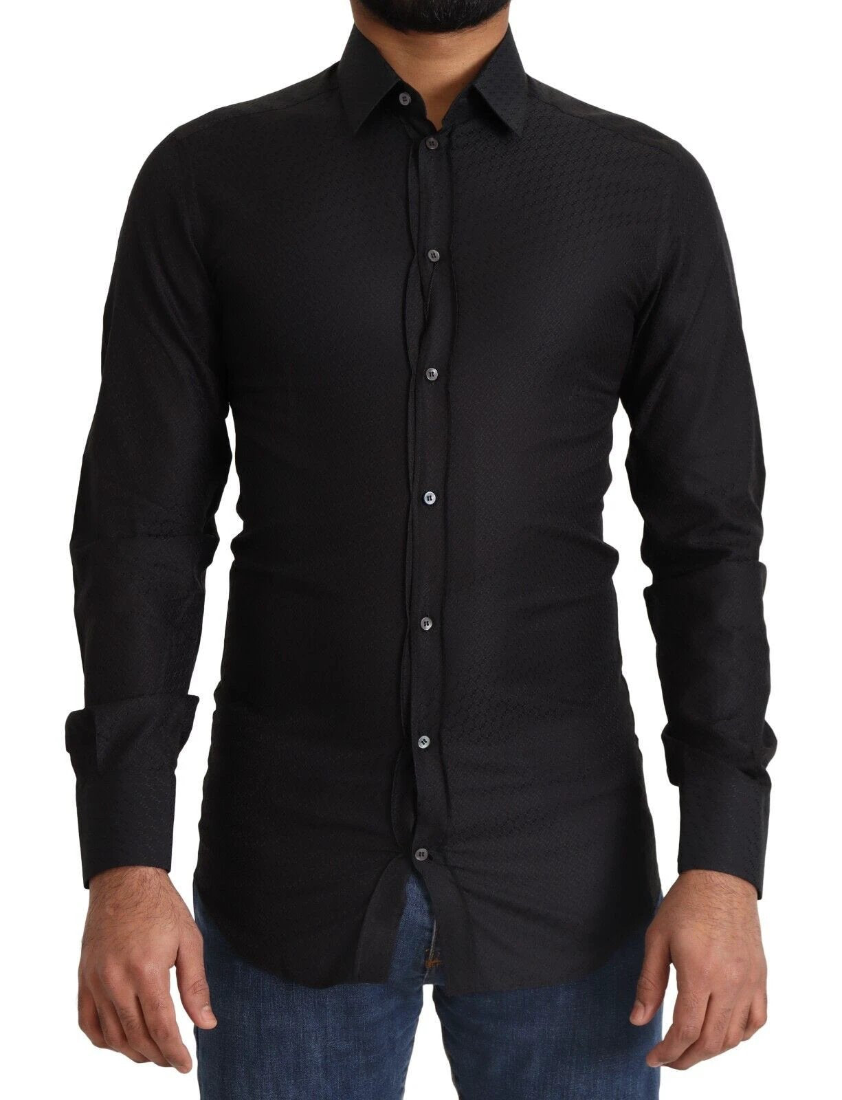 Dolce & Gabbana Black GOLD Cotton Slim Dress Formal Shirt by Dolce & Gabbana