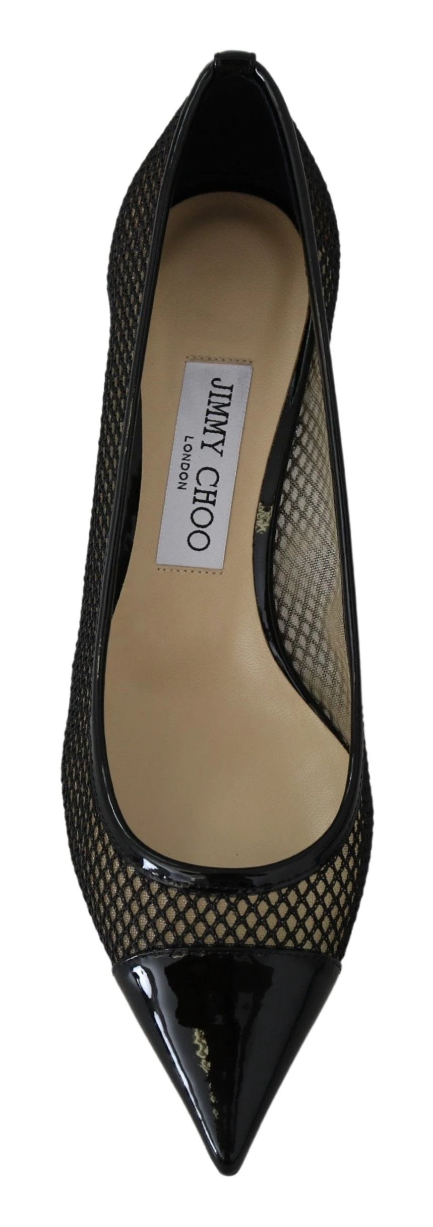 Jimmy Choo Black Mesh and Leather Amika 50 Pumps by Jimmy Choo
