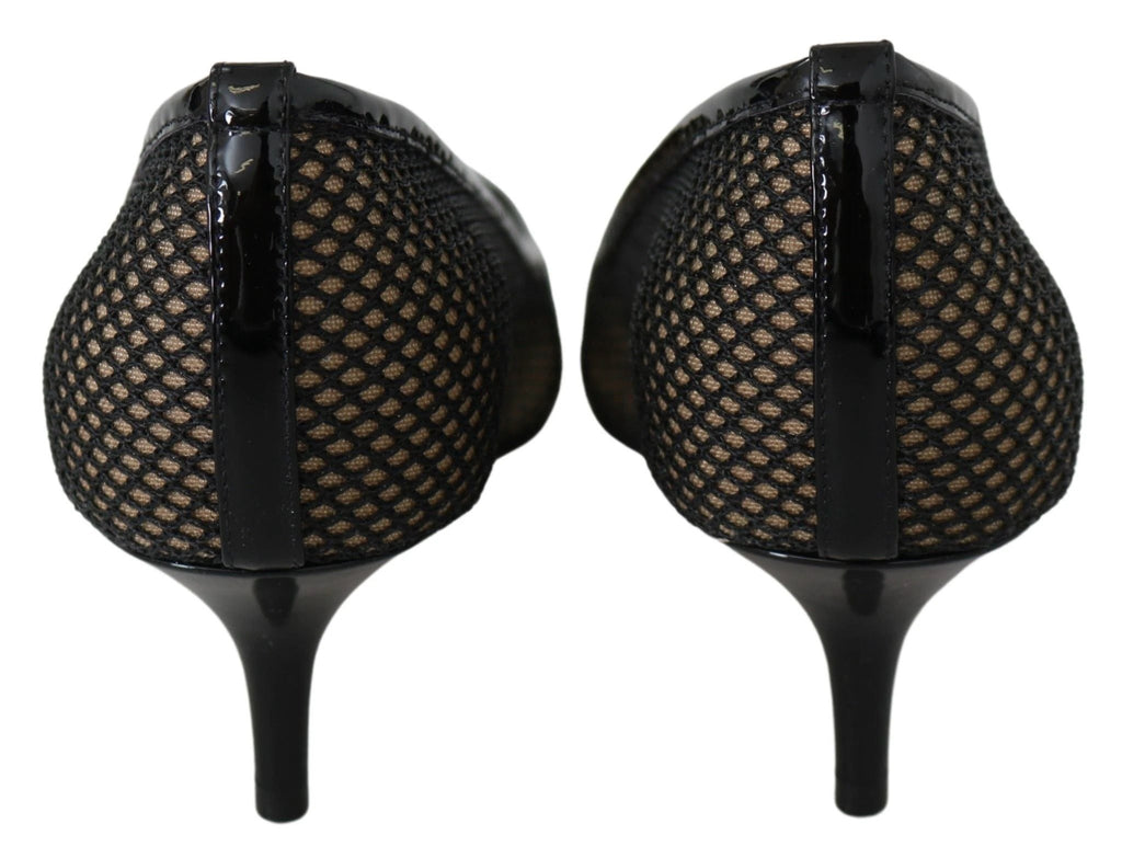 Jimmy Choo Black Mesh and Leather Amika 50 Pumps by Jimmy Choo