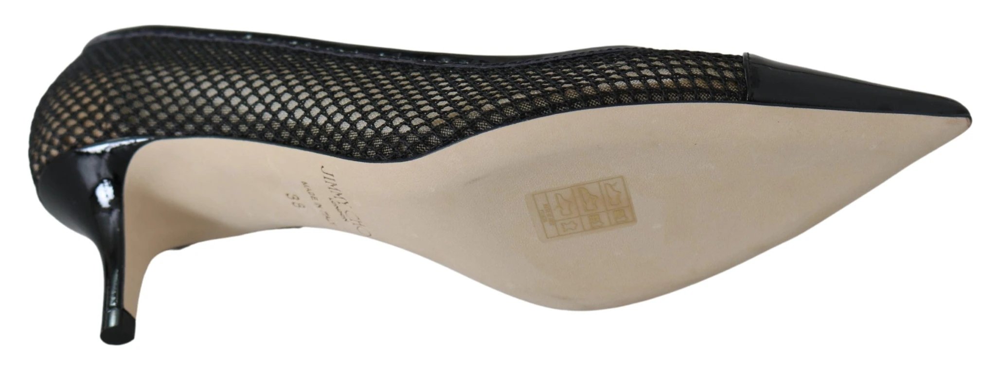 Jimmy Choo Black Mesh and Leather Amika 50 Pumps by Jimmy Choo