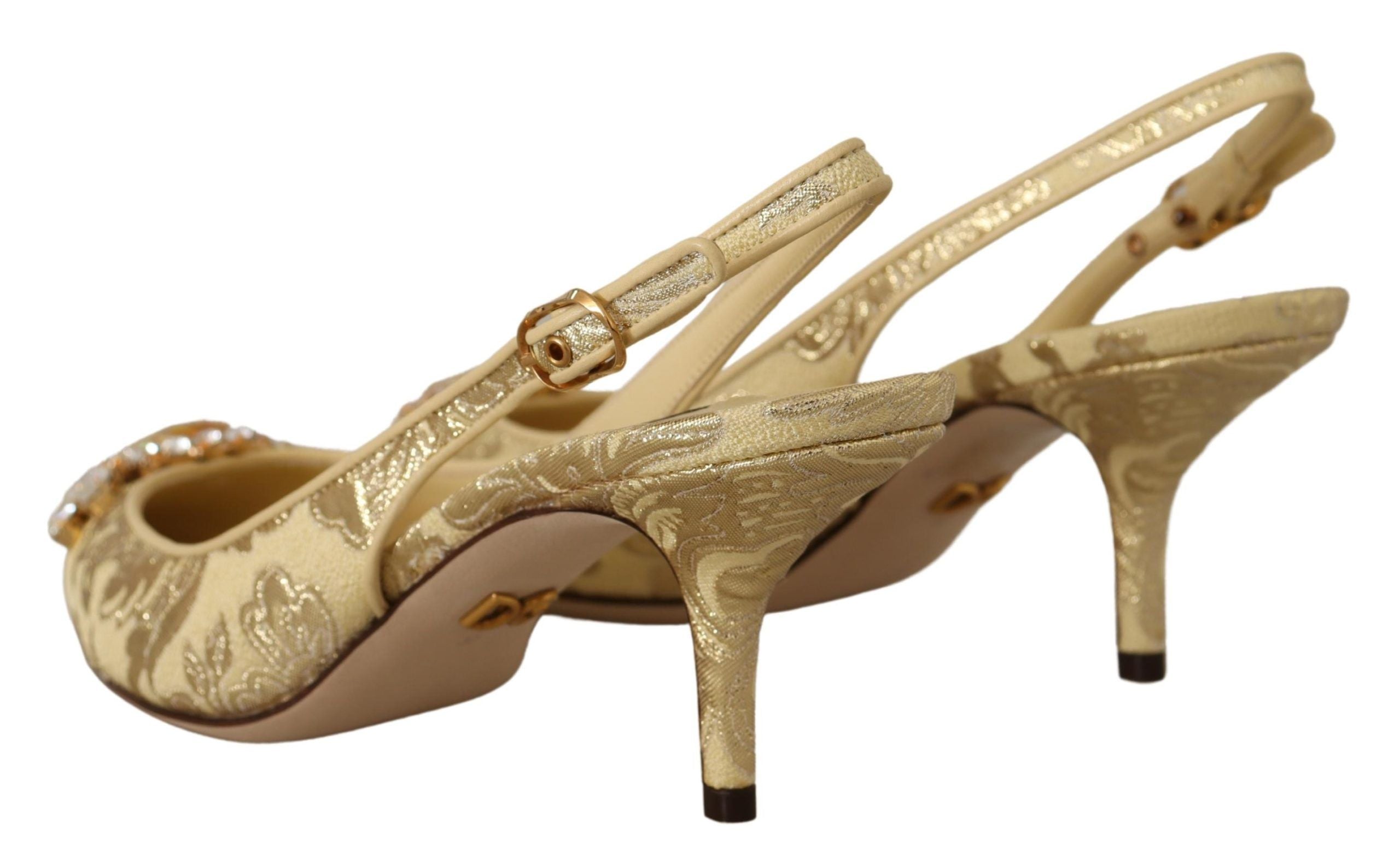 Dolce & Gabbana Gold Crystal Slingbacks Pumps Heels Shoes by Dolce & Gabbana