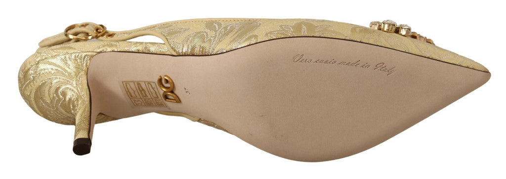 Dolce & Gabbana Gold Crystal Slingbacks Pumps Heels Shoes by Dolce & Gabbana