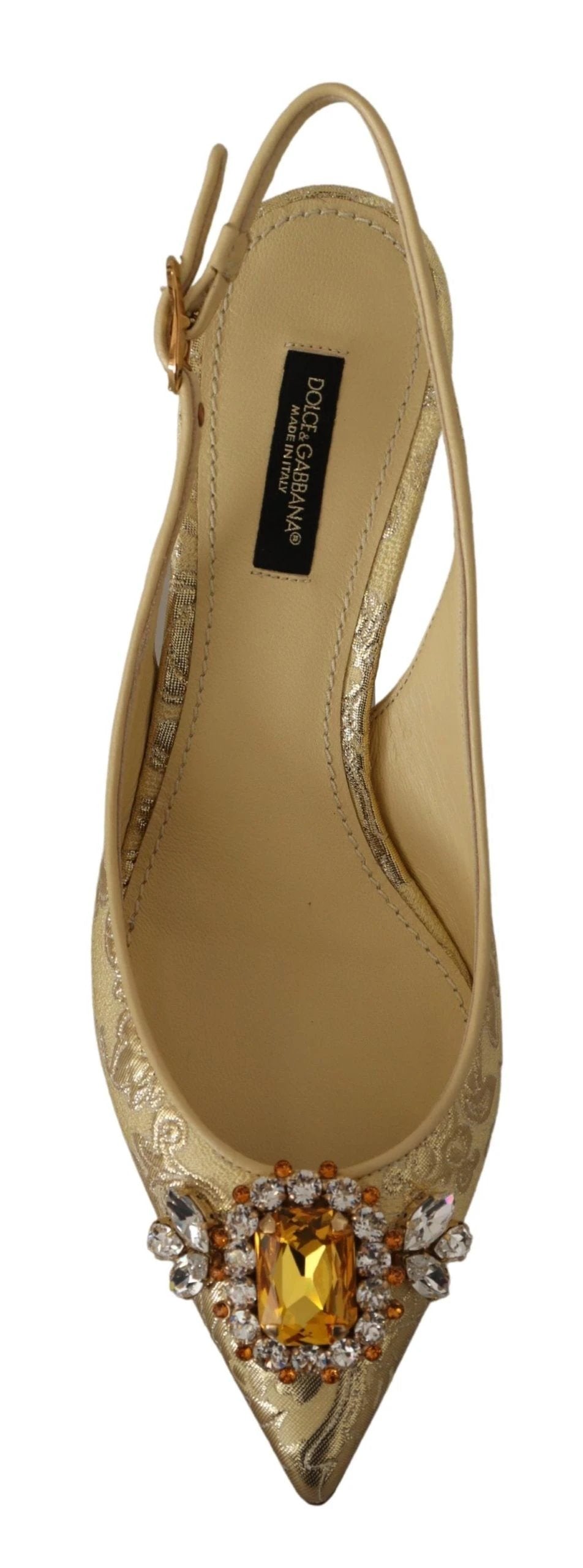 Dolce & Gabbana Gold Crystal Slingbacks Pumps Heels Shoes by Dolce & Gabbana