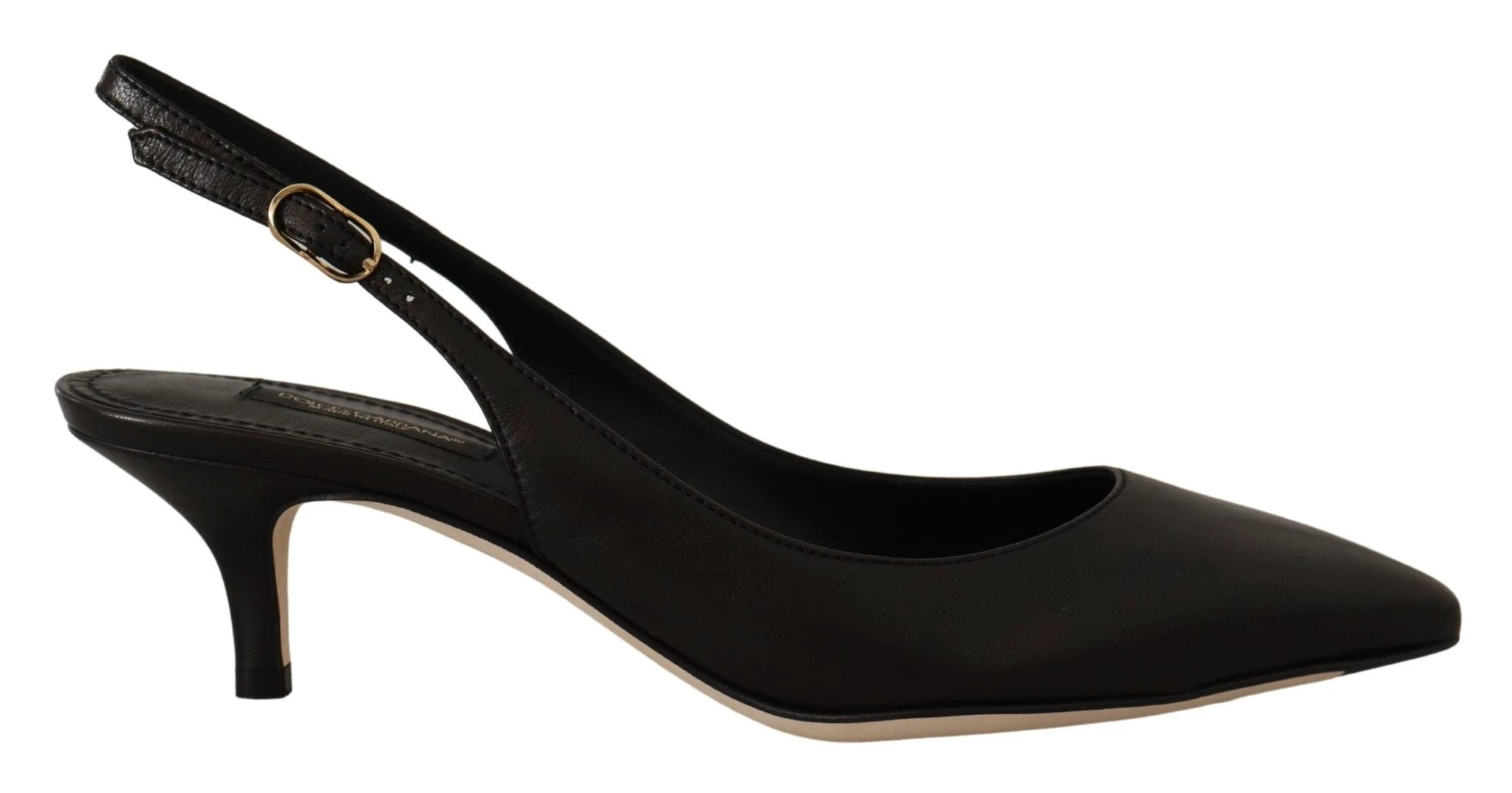 Dolce & Gabbana Black Leather Slingbacks Heels Pumps Shoes by Dolce & Gabbana