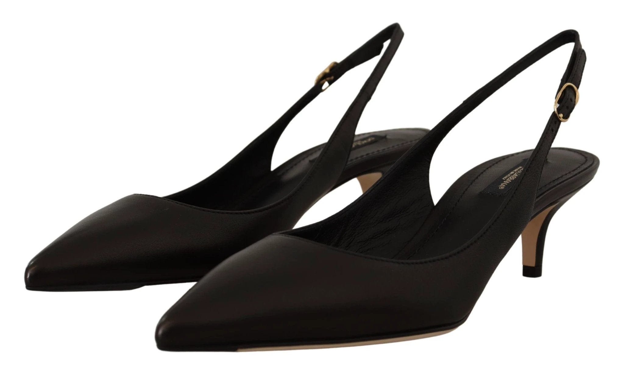 Dolce & Gabbana Black Leather Slingbacks Heels Pumps Shoes by Dolce & Gabbana