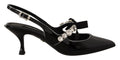 Dolce & Gabbana Black Patent Leather Crystal Slingbacks Shoes by Dolce & Gabbana