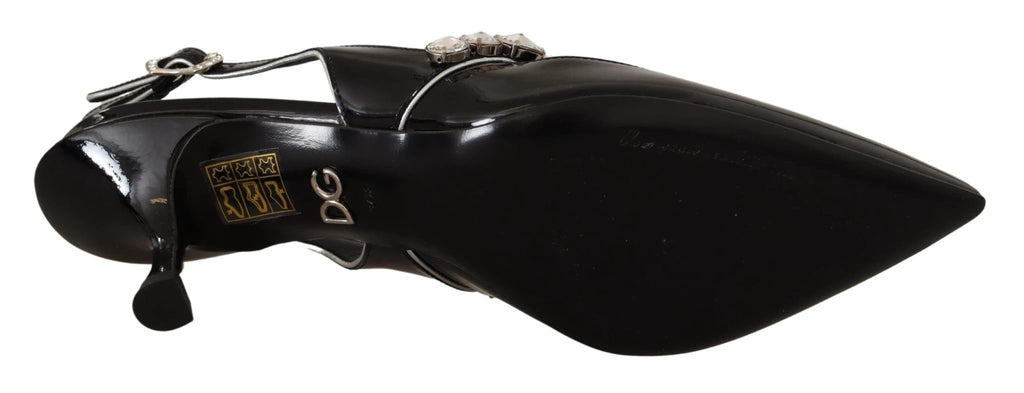 Dolce & Gabbana Black Patent Leather Crystal Slingbacks Shoes by Dolce & Gabbana