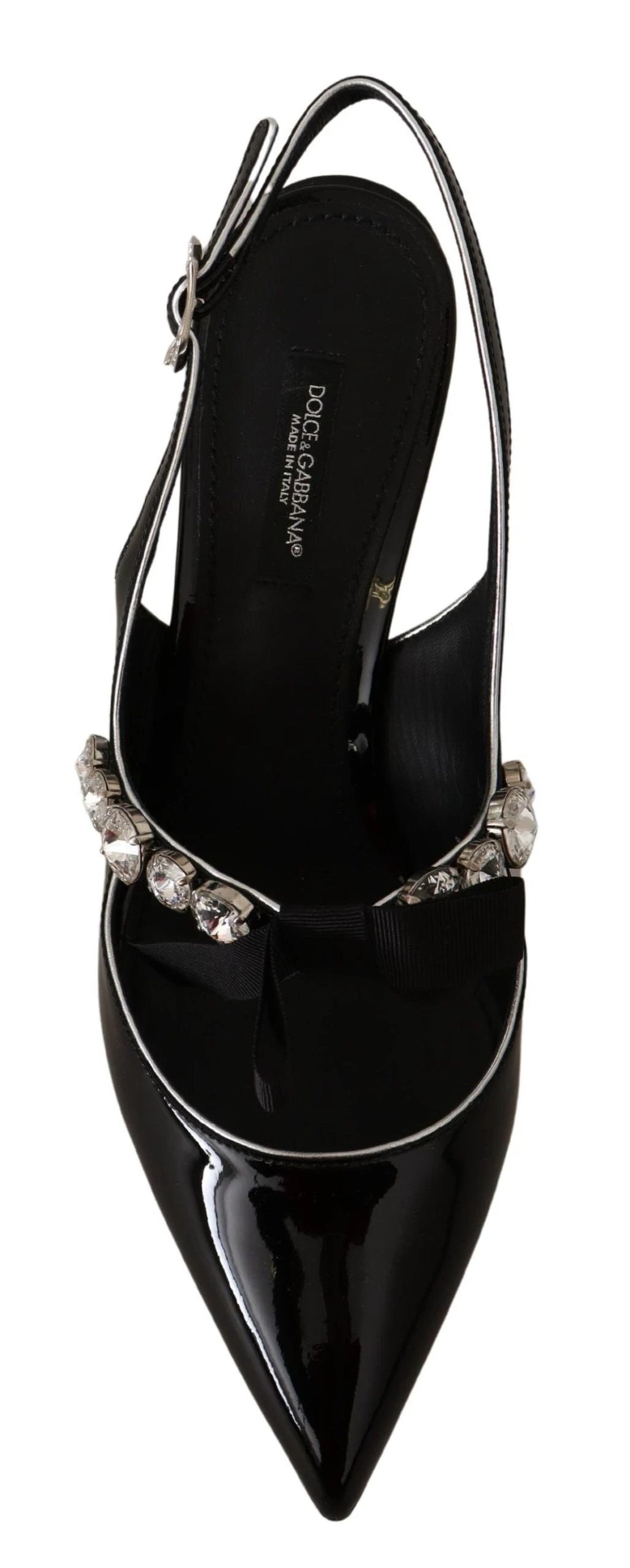 Dolce & Gabbana Black Patent Leather Crystal Slingbacks Shoes by Dolce & Gabbana
