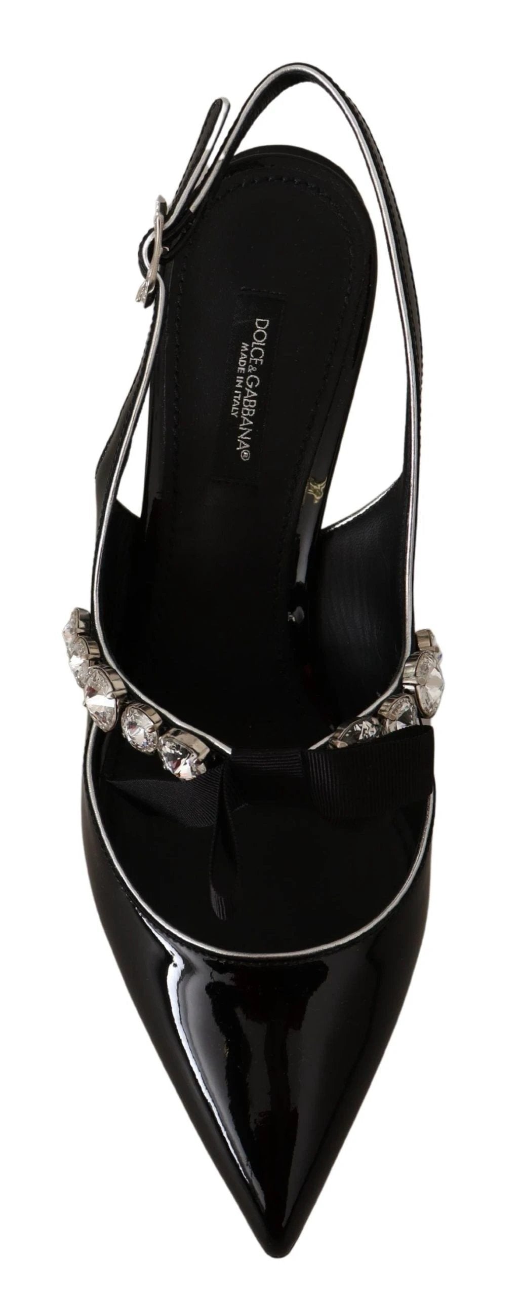 Dolce & Gabbana Black Patent Leather Crystal Slingbacks Shoes by Dolce & Gabbana